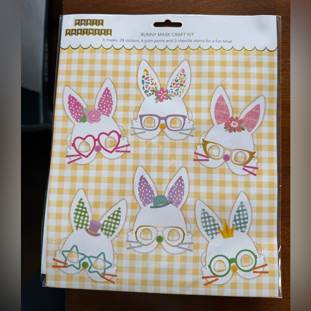 Party Partners Bunny Mask Craft Kit - Floral & Gingham Bunny Masks